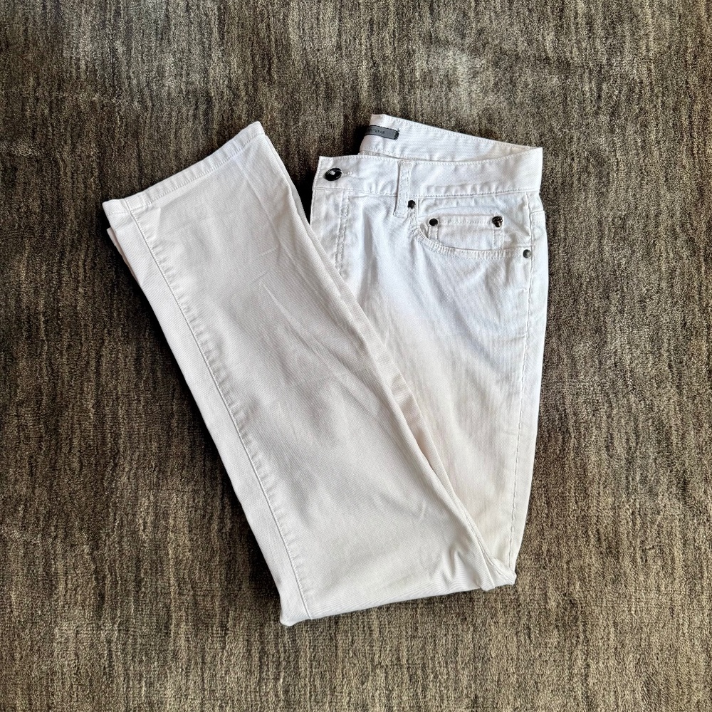John Varvatos Collection Skull-Rivet, straight-leg white jeans. Size 31R/29.5"